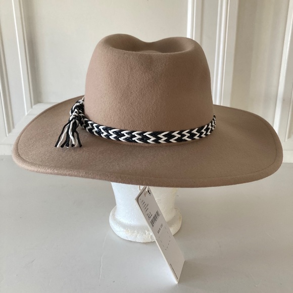 NWT Free People x Mossant Wild Heart Braided Trim Felt Hat In Taupe main image 5